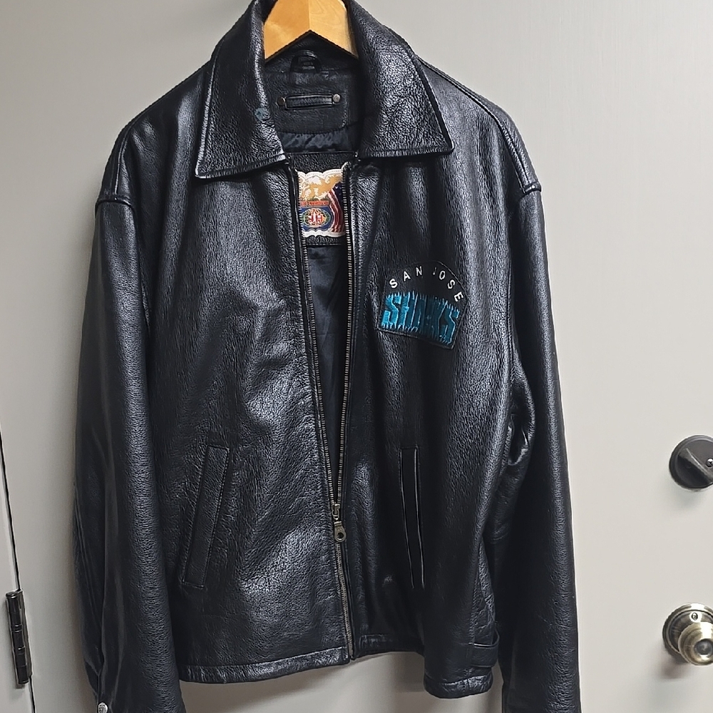 Black Leather San Jose Sharks Jacket